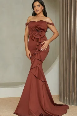 Sereia Vermelho Fora do Ombro Vestido de Baile