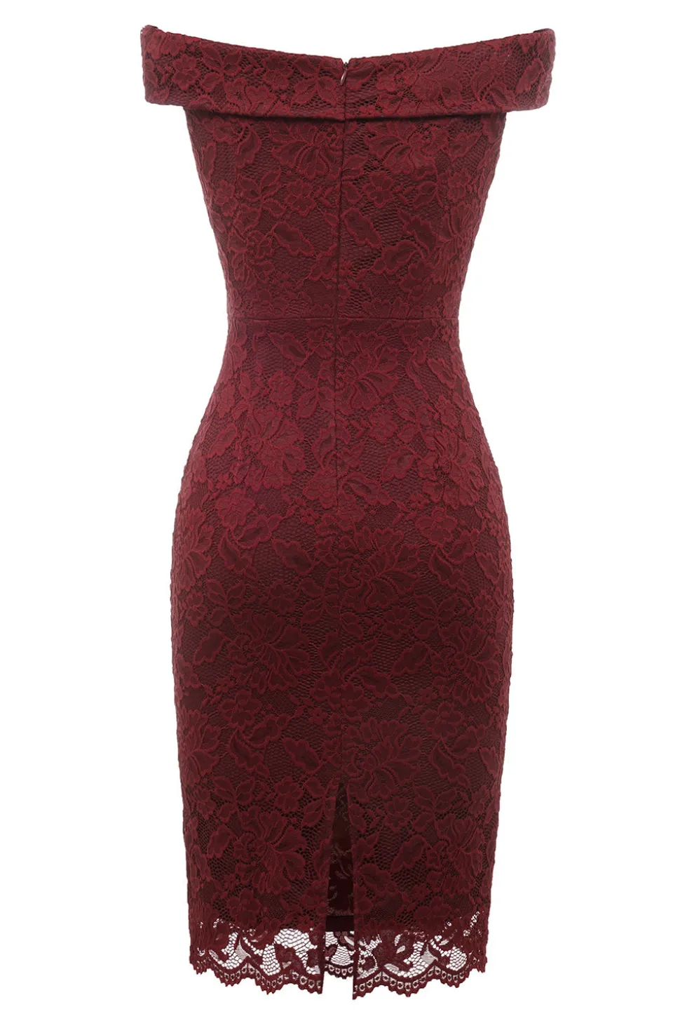 Sheath Off the Shoulder Burgundy Lace Dress