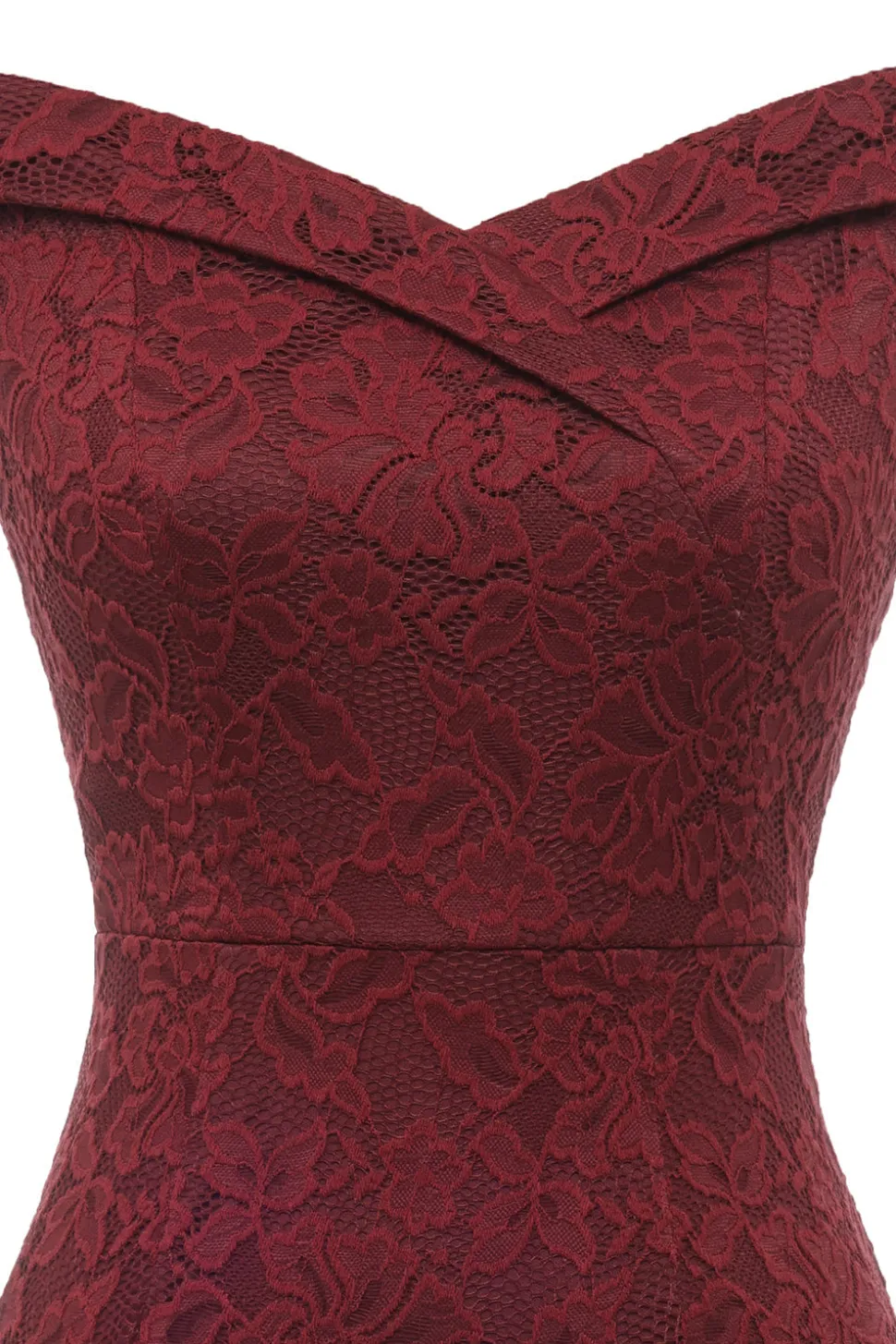 Sheath Off the Shoulder Burgundy Lace Dress
