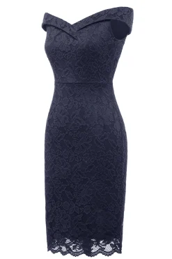 Sheath Off the Shoulder Burgundy Lace Dress