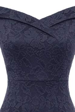 Sheath Off the Shoulder Burgundy Lace Dress