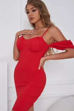 Sheath Off the Shoulder Red Short Cocktail Dress
