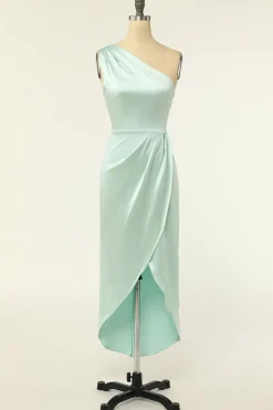 Sheath One Shoulder Sage Bridesmaid Dress