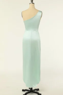Sheath One Shoulder Sage Bridesmaid Dress