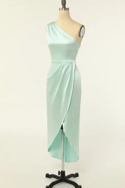 Sheath One Shoulder Sage Bridesmaid Dress