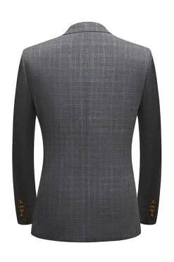 Silm Fit Notched Lapela Dois Botões Cinzento Masculino Prom Suits
