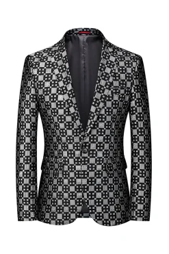 Silm Fit Notched Lapela Pequena Praça Verde Masculino Prom Blazer