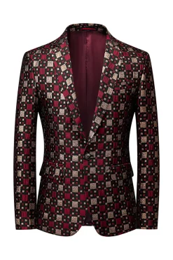 Silm Fit Notched Lapela Pequena Praça Verde Masculino Prom Blazer