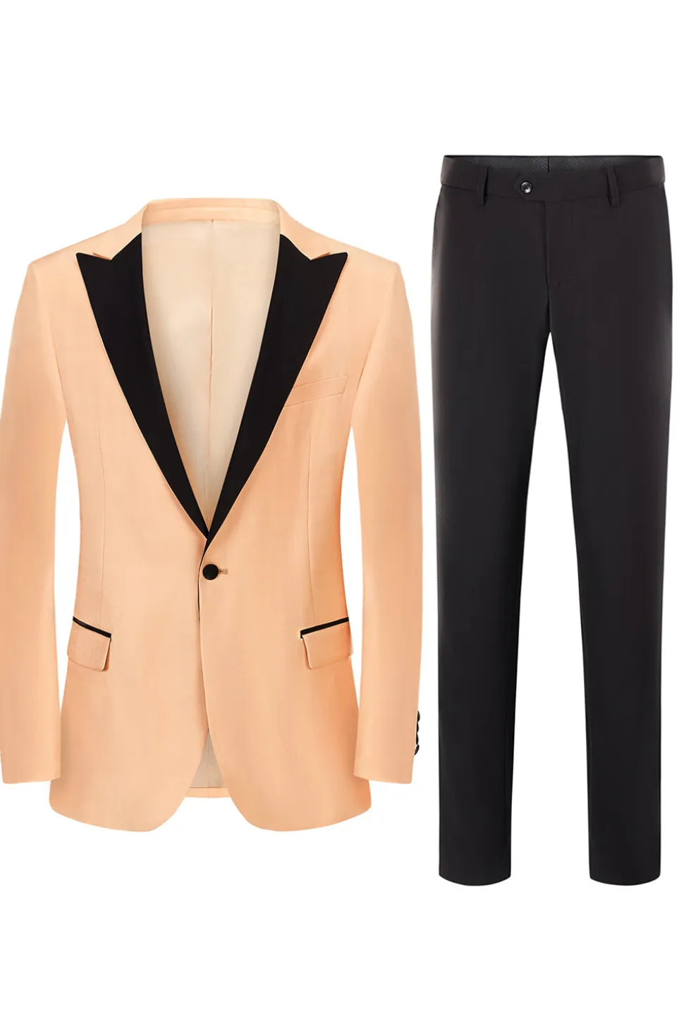 Silm Fit Peak Lapel Blush 2 Peças Ternos de Baile de Formatura Masculino