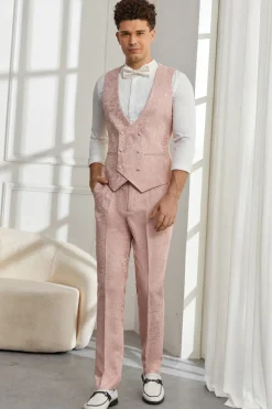 Silm Fit Pico Lapela Rosa Luz Jacquard Homens Fatos Homecoming