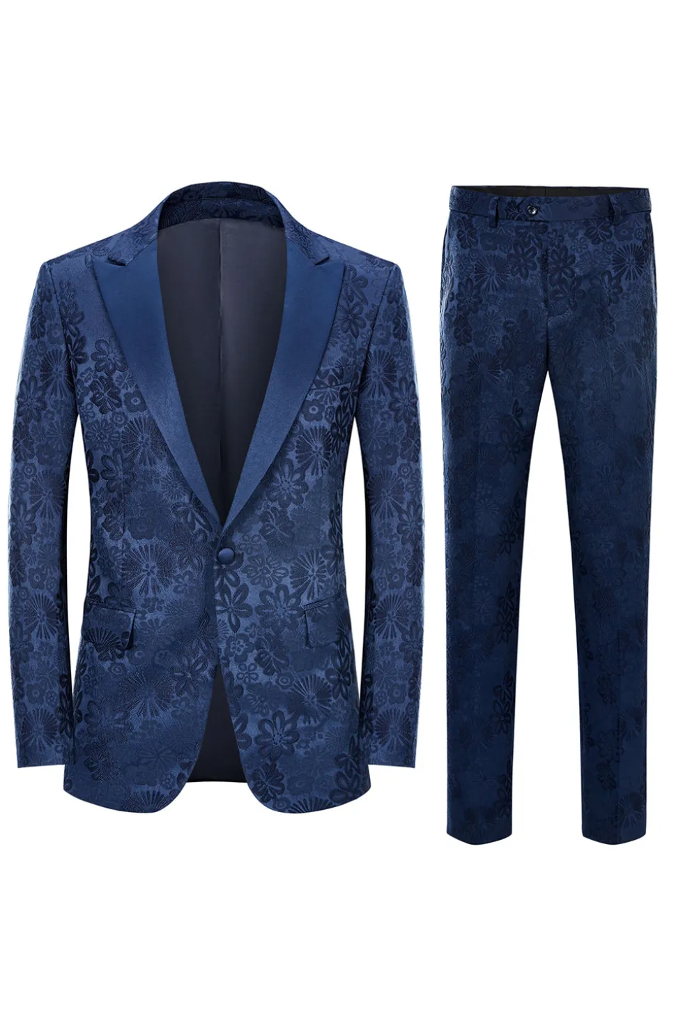 Silm Fit Pico Lapela Rosa Luz Jacquard Homens Fatos Homecoming