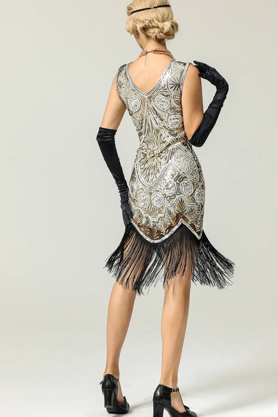 Silver Sequin Glitter 1920s Cape