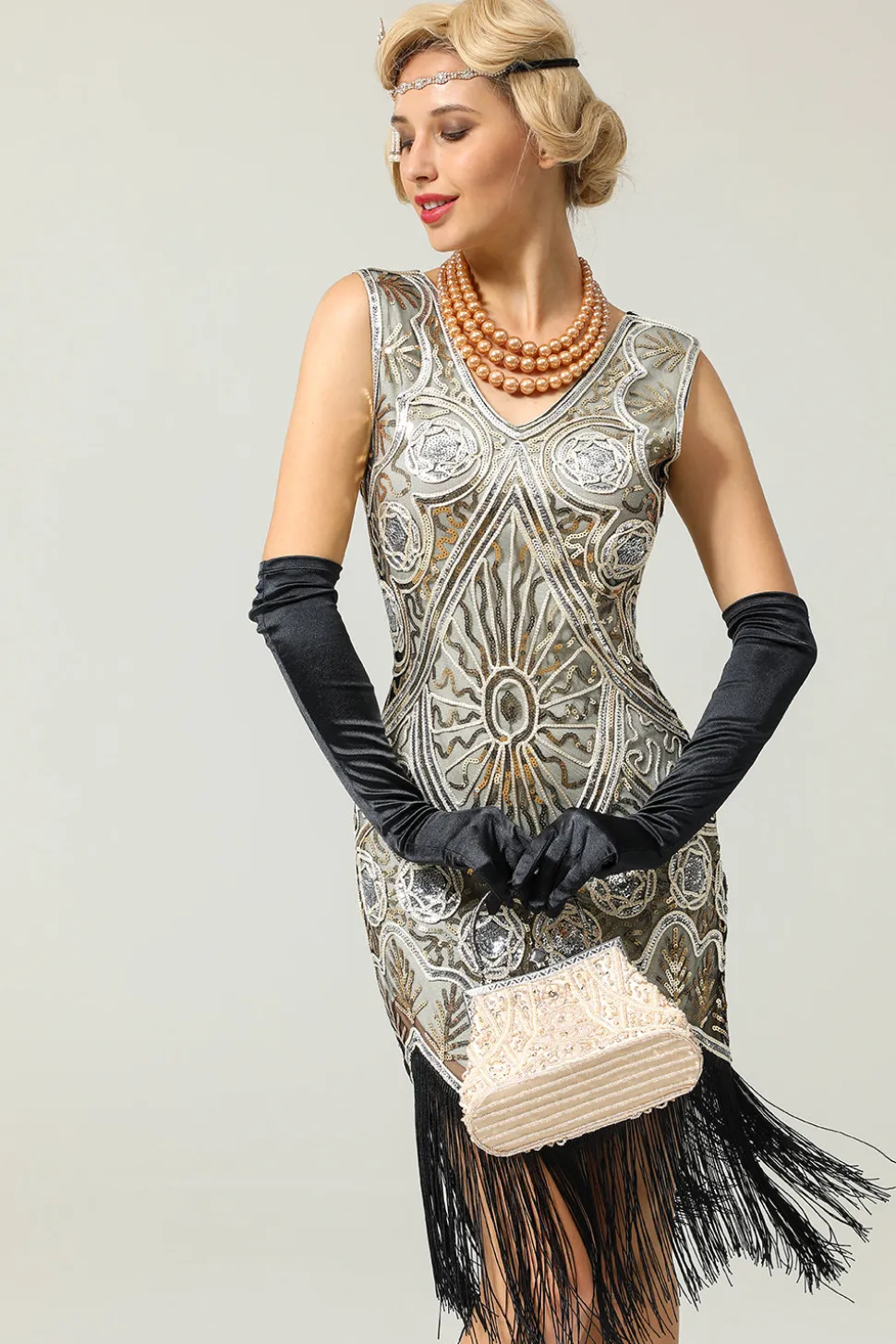 Silver Sequin Glitter 1920s Cape