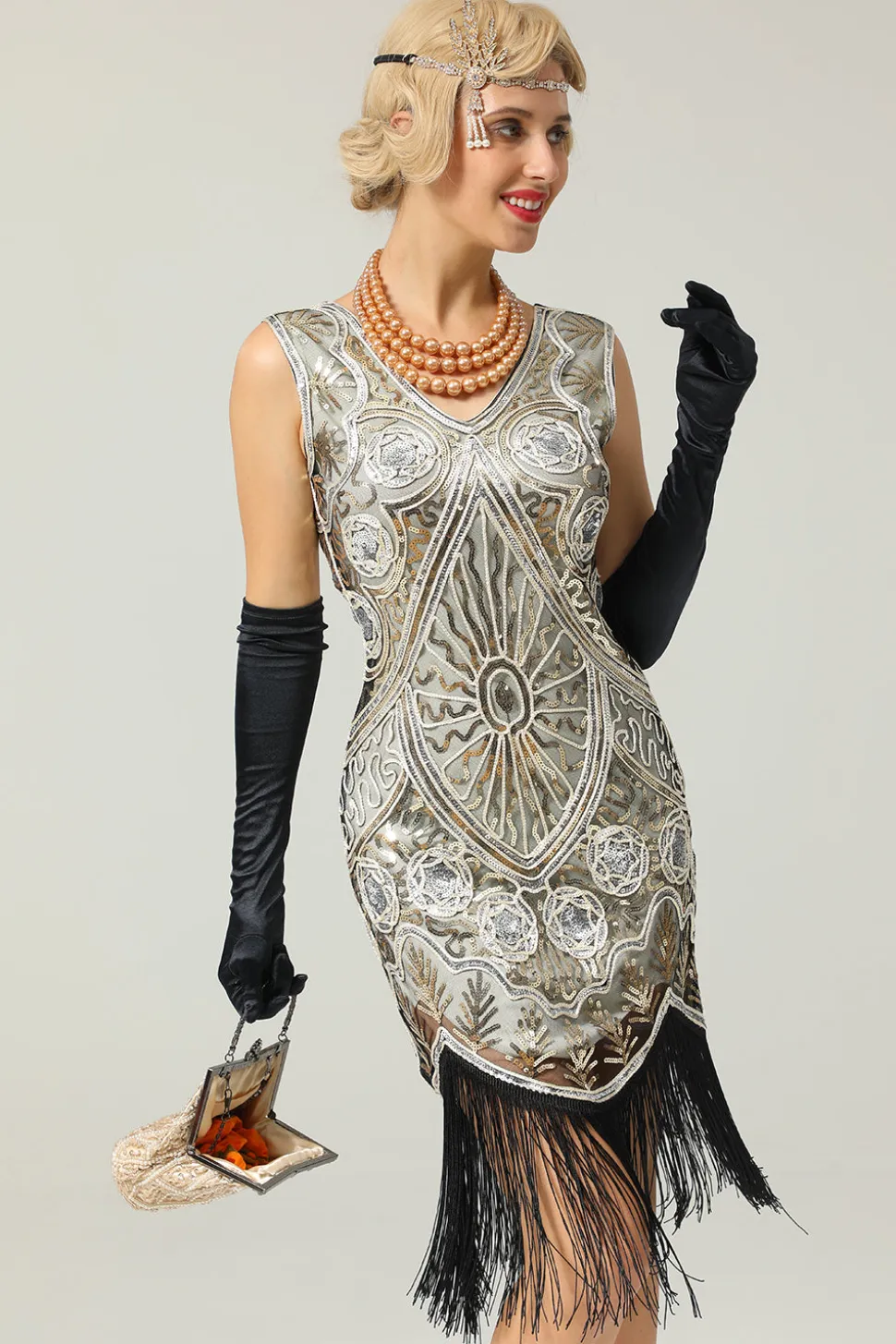 Silver Sequin Glitter 1920s Cape