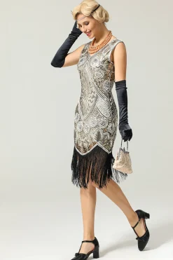 Silver Sequin Glitter 1920s Cape