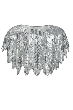 Silver Sequin Glitter 1920s Cape
