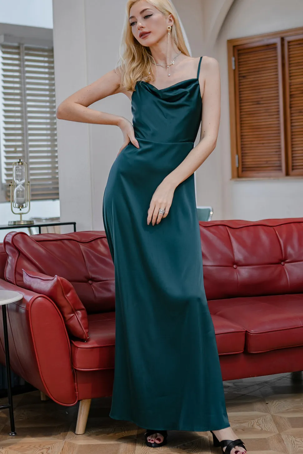 Simples Burgundy longo da dama de honra Prom Dress