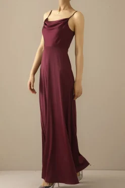 Simples Burgundy longo da dama de honra Prom Dress