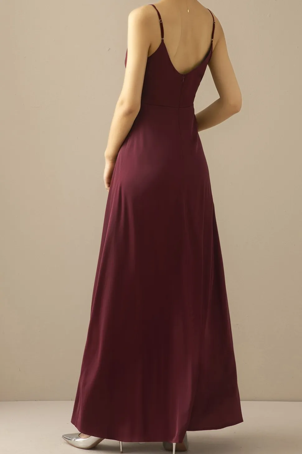 Simples Burgundy longo da dama de honra Prom Dress