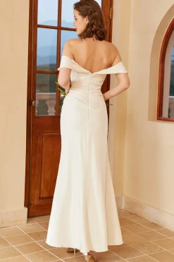 Simples fora do ombro vestido de casamento Boho