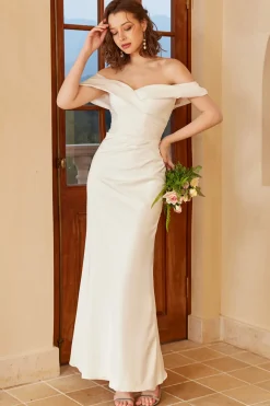 Simples fora do ombro vestido de casamento Boho