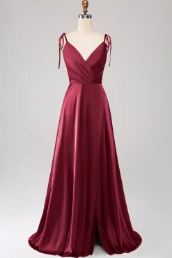 Simples Verde Escuro Alças Esparguete Ruched Prom Dress com Fenda