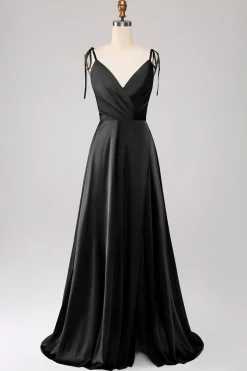 Simples Verde Escuro Alças Esparguete Ruched Prom Dress com Fenda