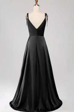 Simples Verde Escuro Alças Esparguete Ruched Prom Dress com Fenda