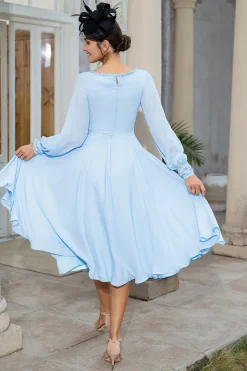 Sky Blue Chiffon Mãe do Vestido de Noiva