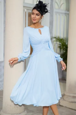 Sky Blue Chiffon Mãe do Vestido de Noiva