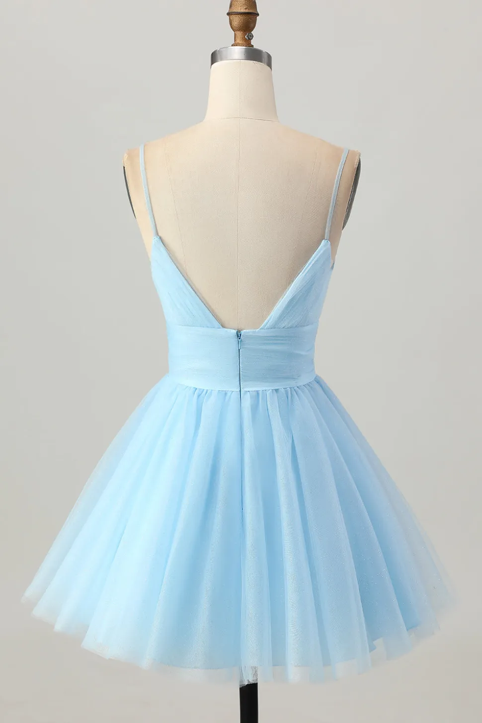 Sky Blue Uma Linha Esparguete Correias Vestido Curto Homecoming