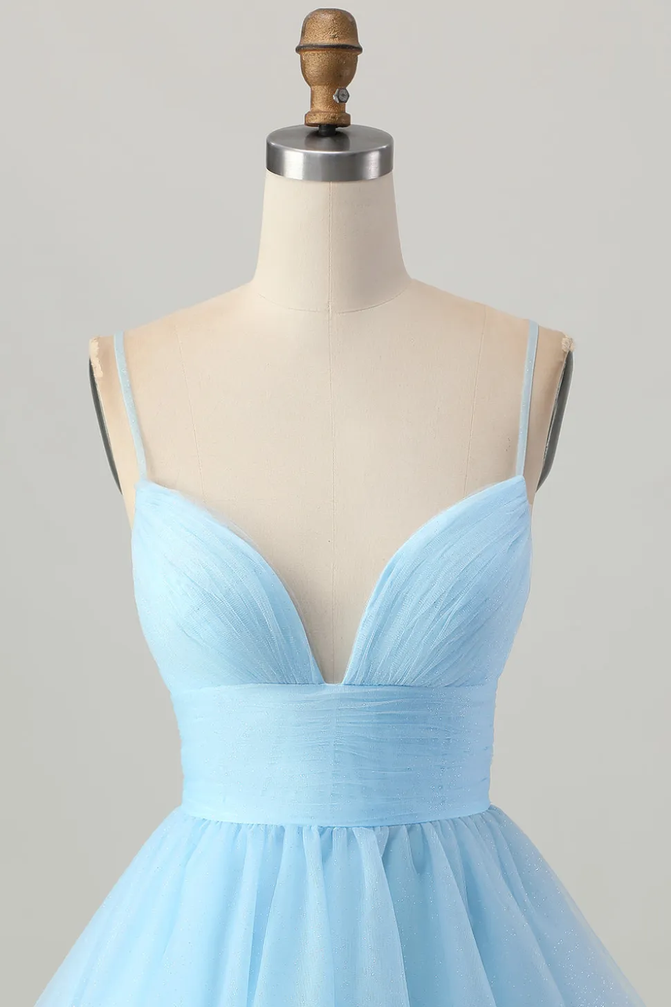 Sky Blue Uma Linha Esparguete Correias Vestido Curto Homecoming