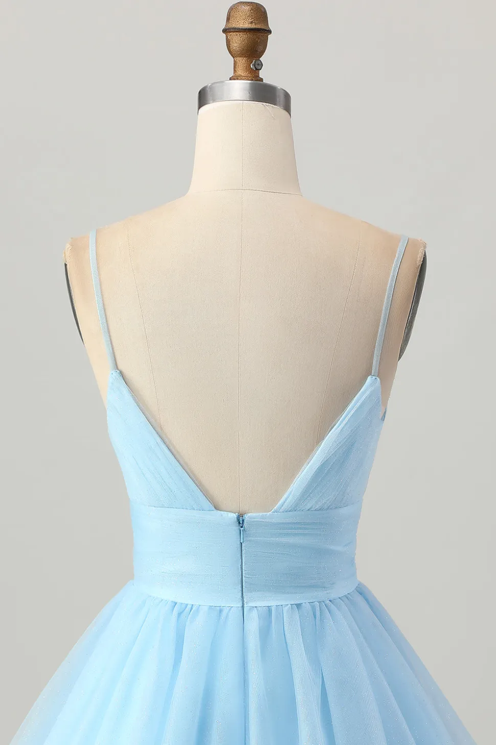 Sky Blue Uma Linha Esparguete Correias Vestido Curto Homecoming