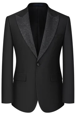 Slim Fit 3 Piece Pico Lapela Homens Ternos Preto