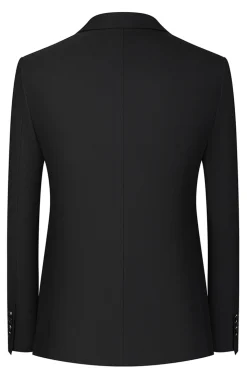 Slim Fit 3 Piece Pico Lapela Homens Ternos Preto