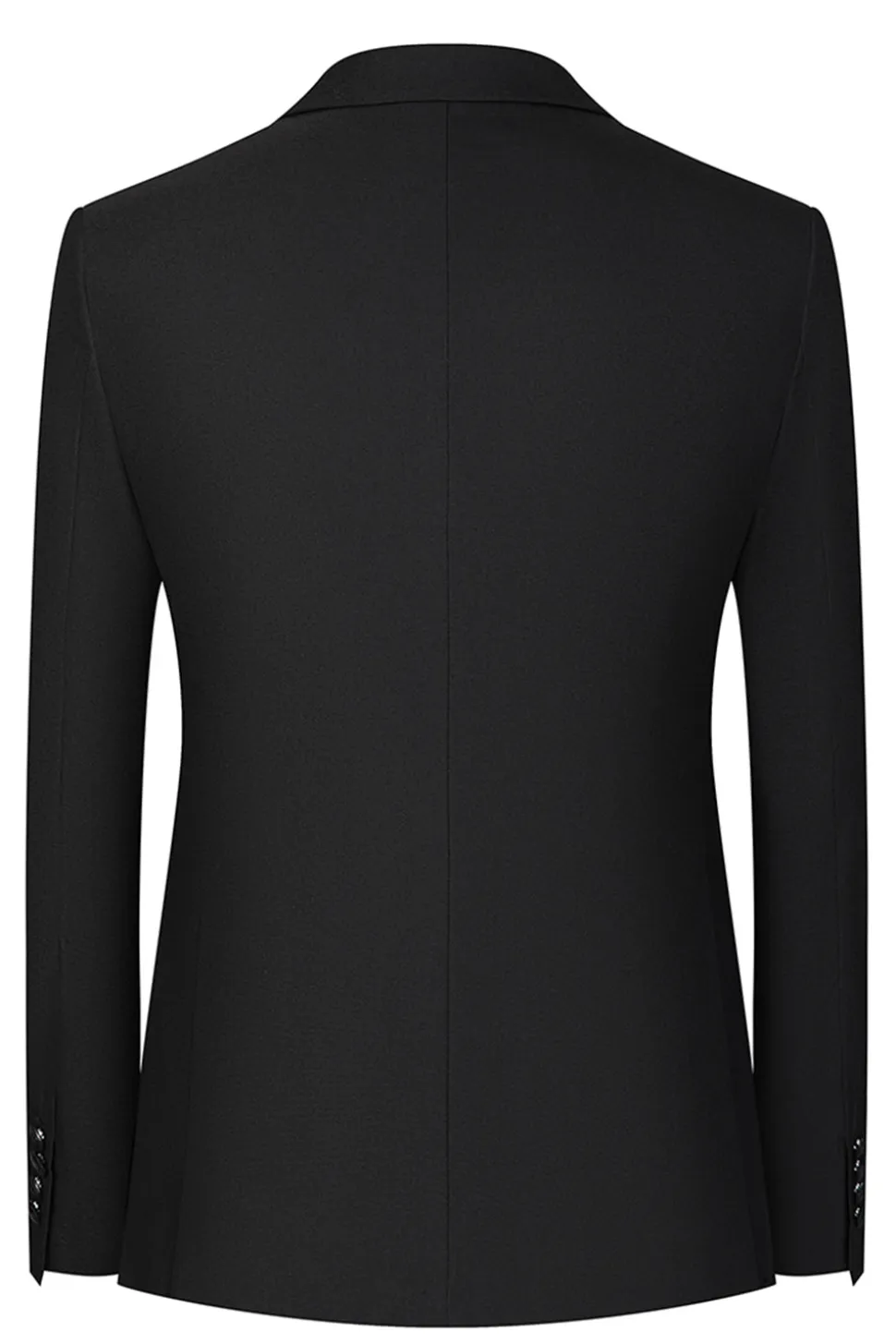 Slim Fit 3 Piece Pico Lapela Homens Ternos Preto
