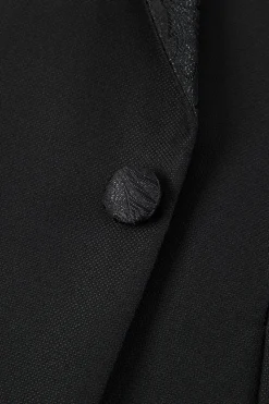 Slim Fit 3 Piece Pico Lapela Homens Ternos Preto