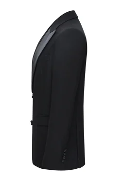 Slim Fit Peak Lapel 2 Peças Ternos Preto Masculino