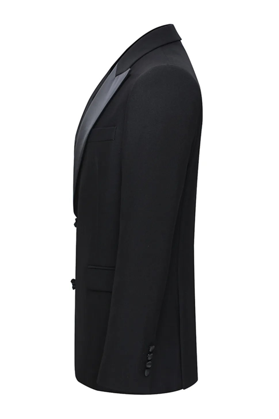 Slim Fit Peak Lapel 2 Peças Ternos Preto Masculino