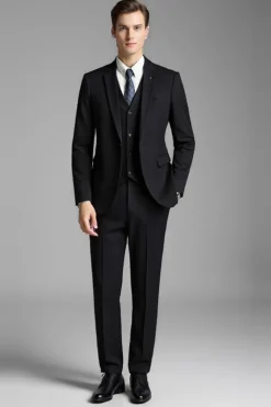 Slim Fit Plaid Notched Lapela 3 Peças Fato Homem