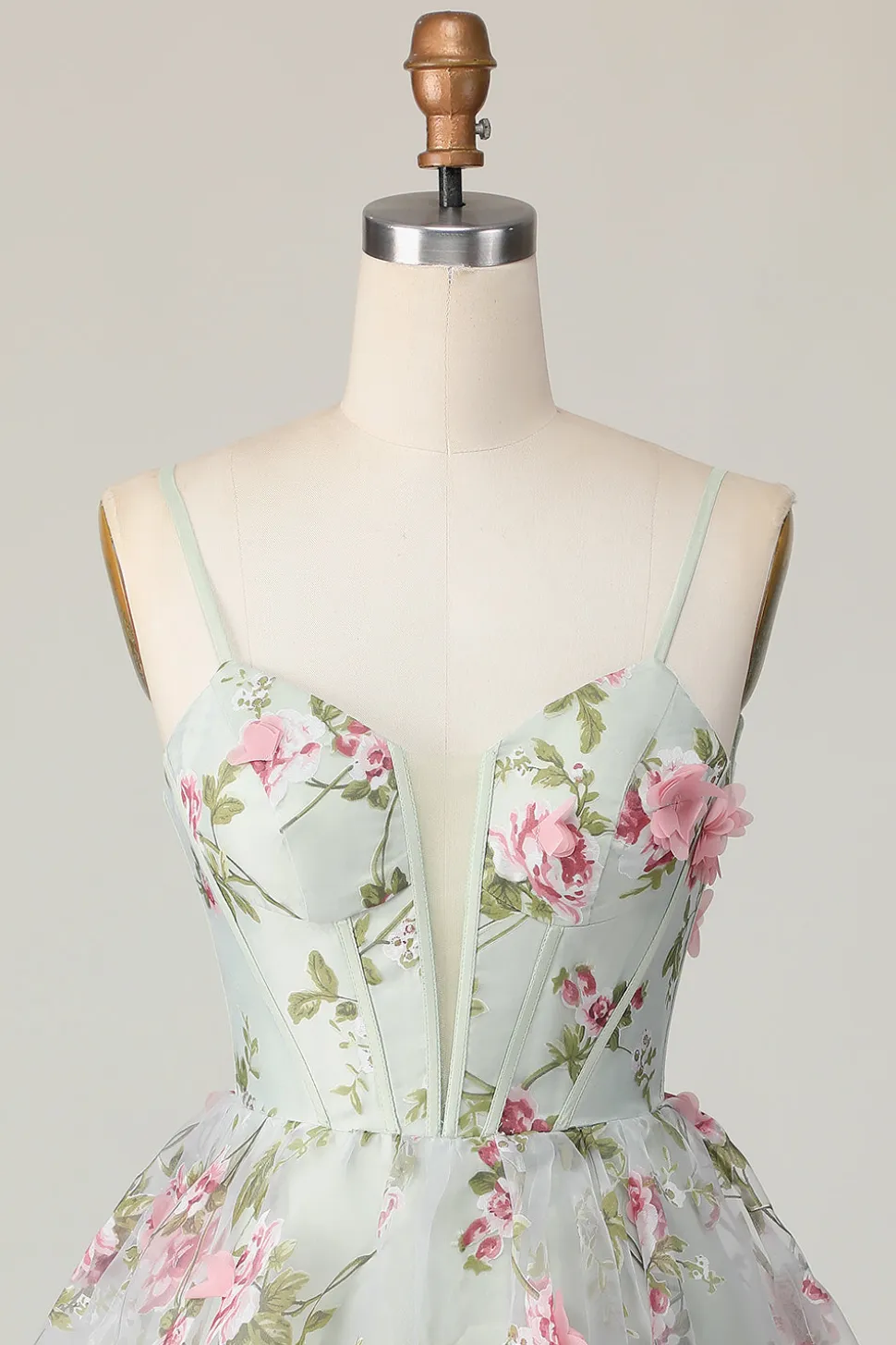 Sálvia Flores Linha-A Espartilho Curto/Mini Vestidos Cocktail