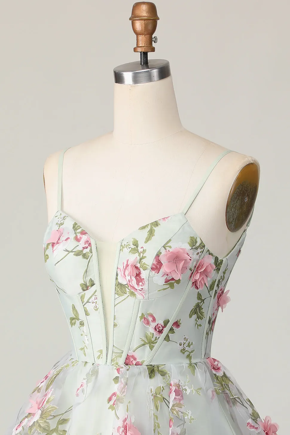 Sálvia Flores Linha-A Espartilho Curto/Mini Vestidos Cocktail