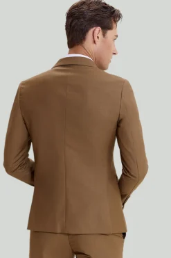 Smoking e terno slim fit masculino cáqui de 2 peças