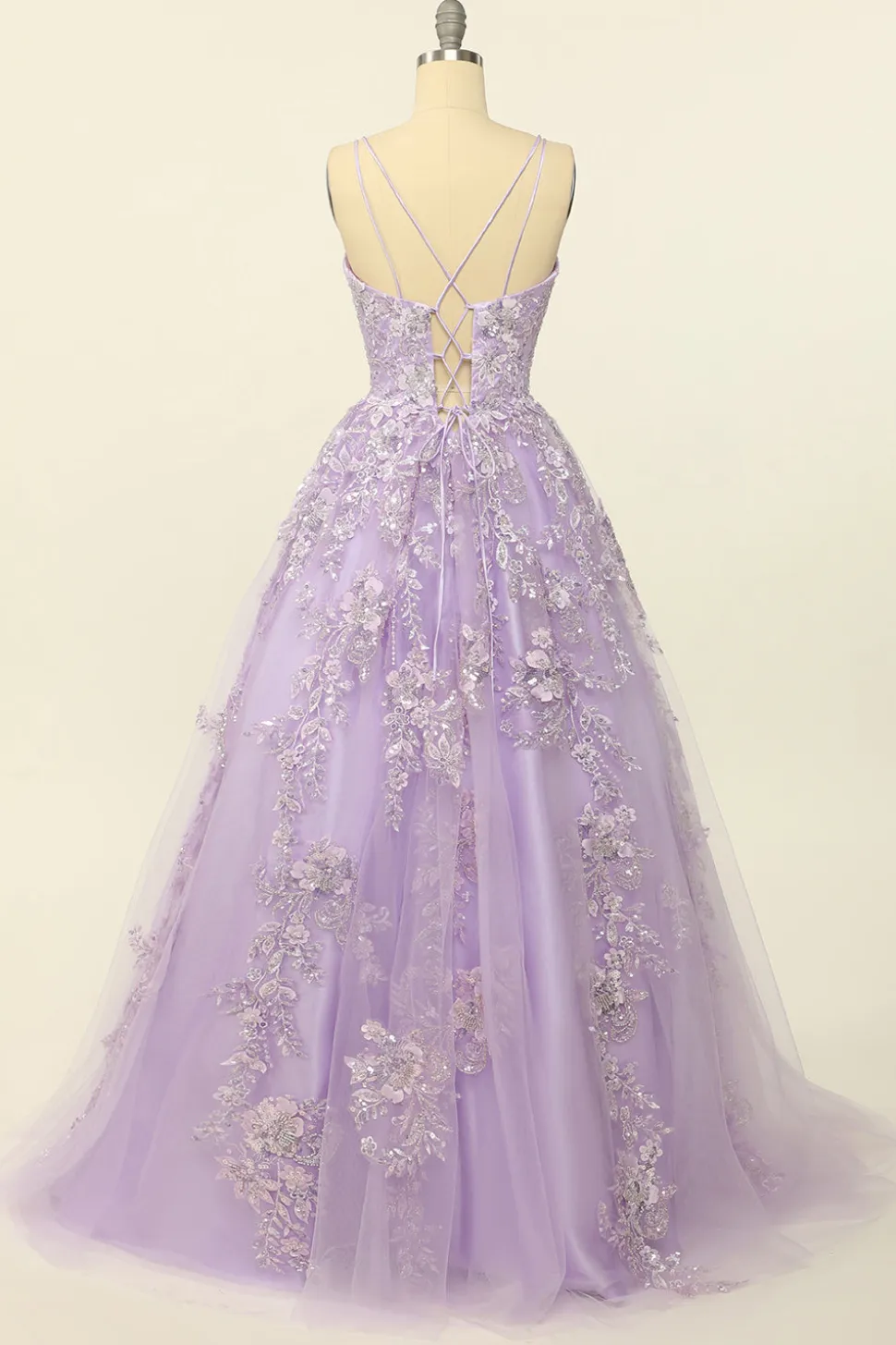 Spaghetti roxo tiras vestido de baile com apliques
