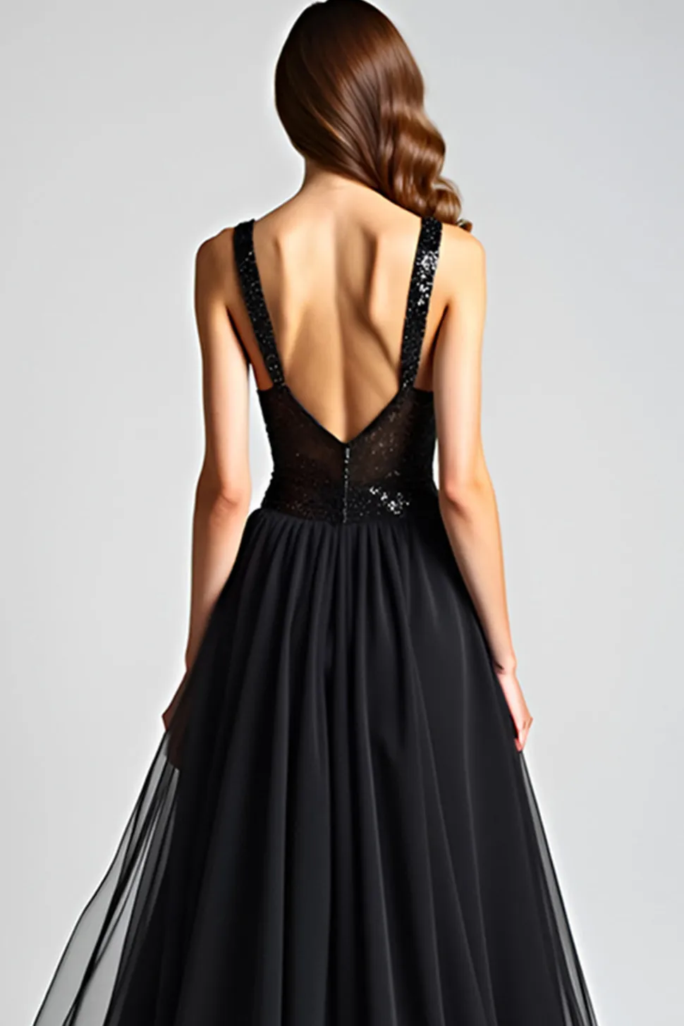 Sparkly A Line Sweetheart Ruched Black Tie Dress