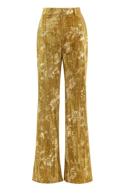 Sparkly amarelo pico lapela 2 peças mulheres ternos de baile com mangas