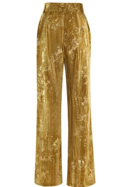 Sparkly amarelo pico lapela 2 peças mulheres ternos de baile com mangas