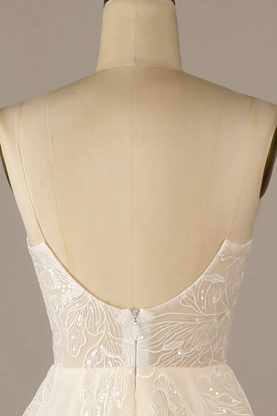 Sparkly Apricot Sweep Train Vestido de Noiva Lace