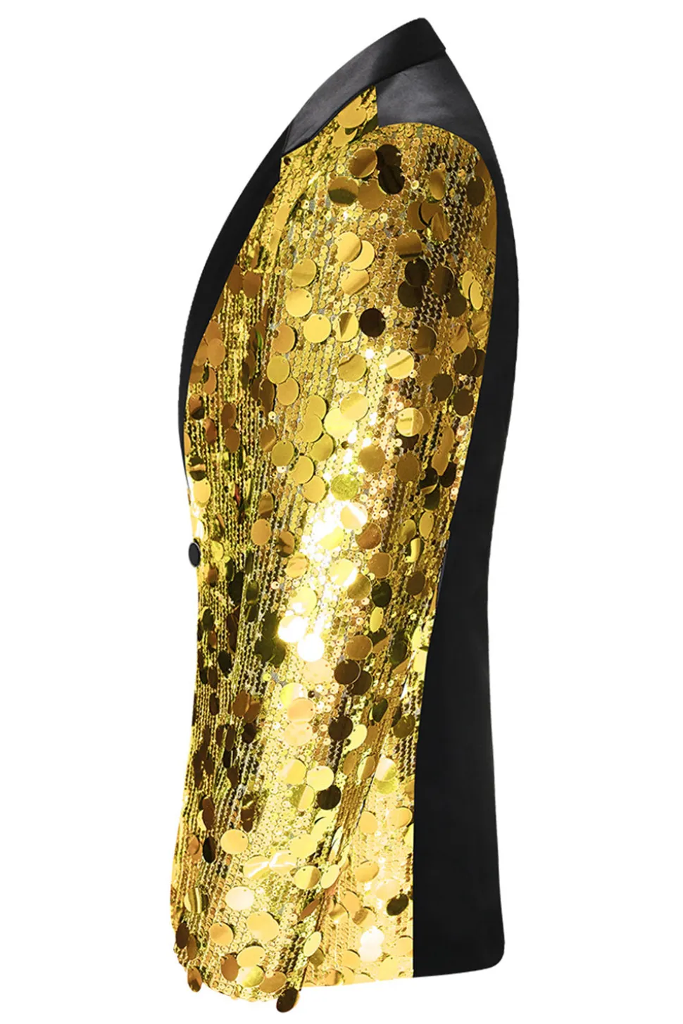 Sparkly Black Sequins Notched Lapela Blazer Masculino