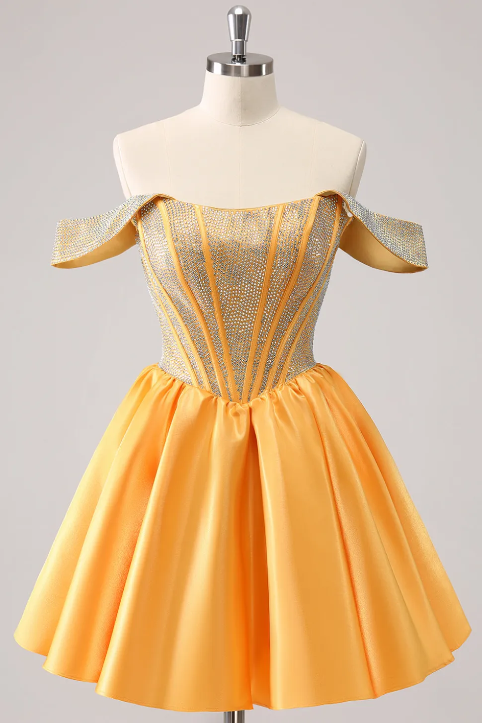 Sparkly Blue A-Line fora do ombro frisado cetim Homecoming Dress